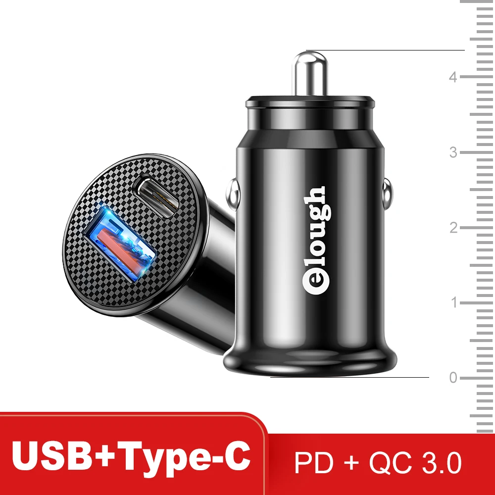 65w charger Elough Mini USB Car Charger Quick Charge 3.0 40W QC PD 3.0 Fast Charging For Cars Type C For iPhone Samsung S10 9 Huawei Xiaomi 65 watt charger Chargers