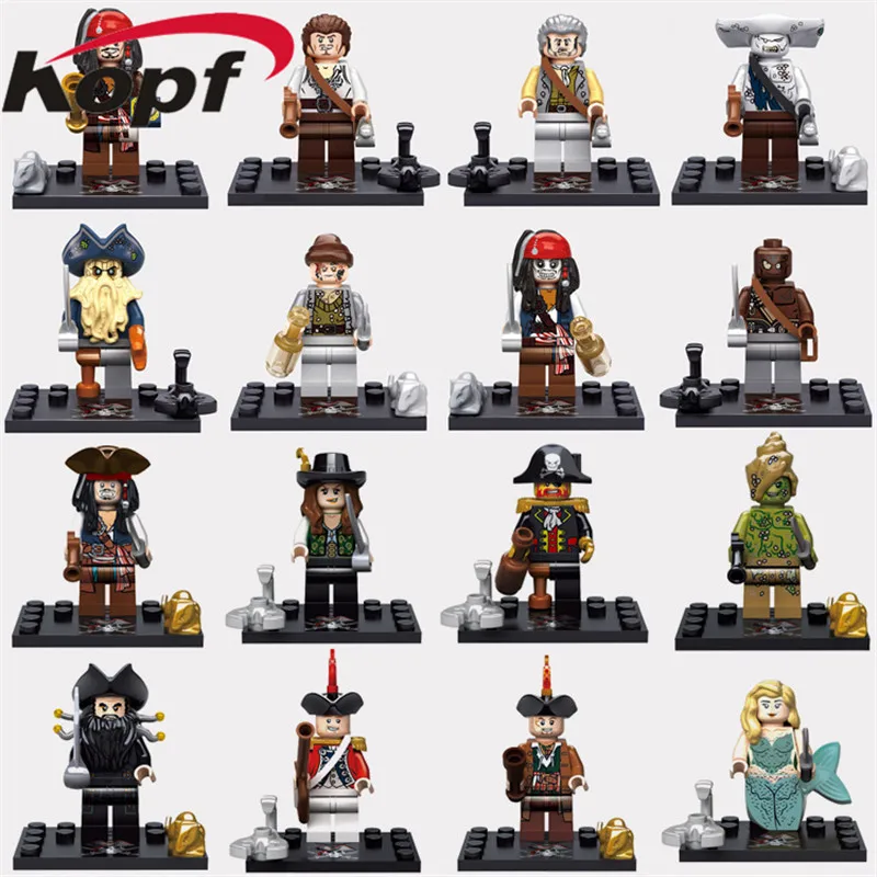 

Pirates of the Caribbean Captain Jack Sparrow David Jones Maccus Santos Henry Carina Smith Building Blocks Kids Toys KSZ515 518