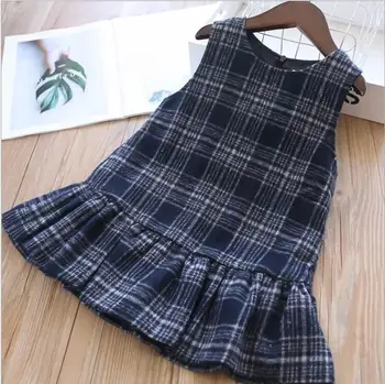 

girls plaid vest dress 2019 fall kids party dresses sweet princess dress fashion high-grade princess costume