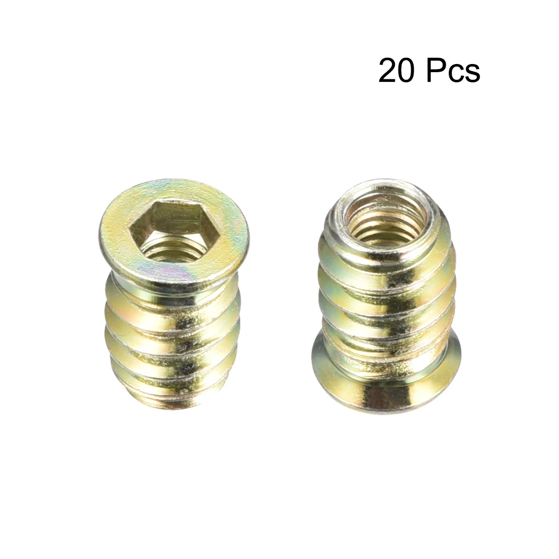 uxcell 20/30/50/100pcs Threaded Insert Nuts M6 Thread Size 17/20/25mm Height Interface Hex Socket Drive for Wood Furniture