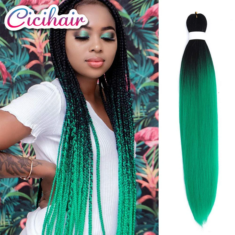 CICIHAIR Synthetic Easy Hair Braids Pre-stretched Ombre Braiding Extensions Afro Jumbo Braid Braided Gradient Green |