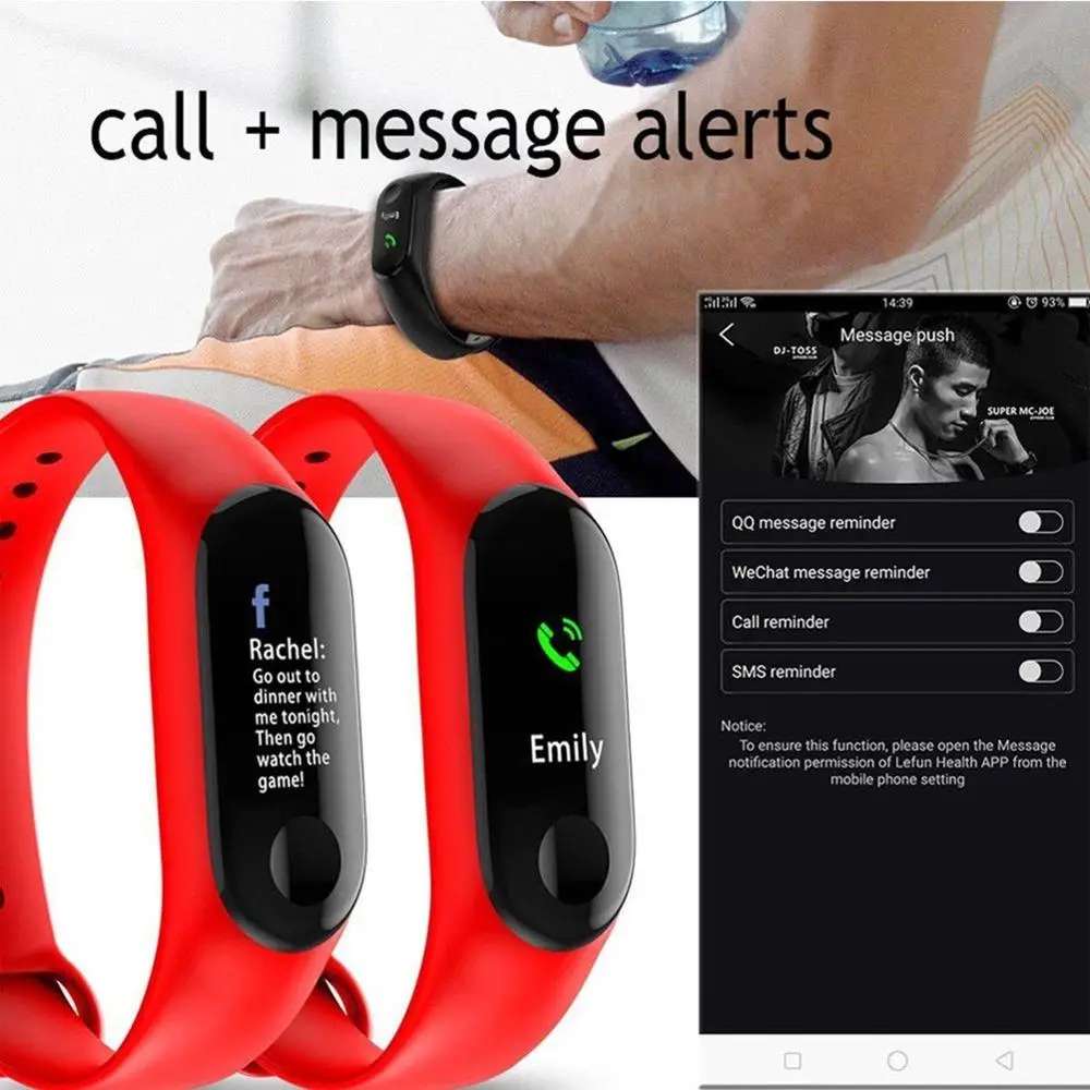 M4 New Smart Bracelet With Replacement With Smart Belt Heart Rate Activity Fitness Tracker Daily Sports Wear Wild M4