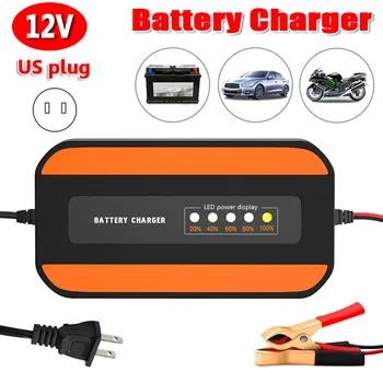 

12V Fully Smart Battery Charger US Plug Car Battery Charger Motorcycle Pulse Repair Charger LED Display