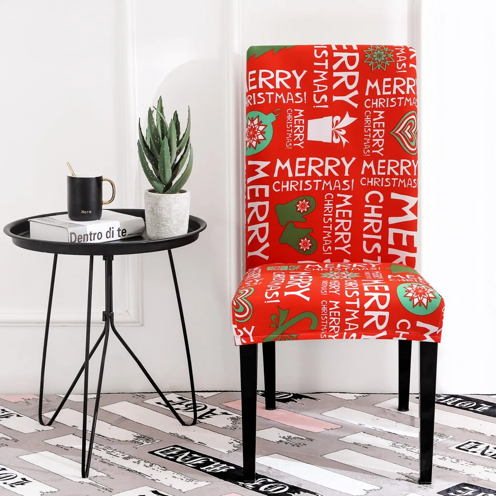 Christmas Decor Dining Room Chair Cover Removable Washable Stretch Seat Cover Universal Size Chair Covers Seat Slipcovers