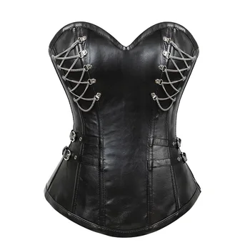 

Gothic zipper leather steel bone Court body-shaping clothing