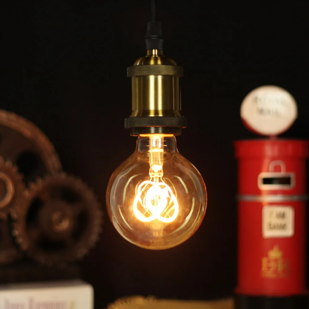 

Edison Bulb LED Flexible Filament Lamp G80 Small Love Peach Heart Vintage Decorative Light Bulb 220V 2W E27