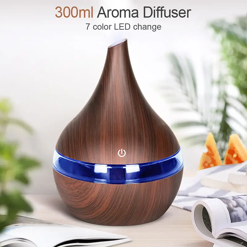 free shopping!!!- Ultrasonic Wood Grain Humidifier USB Air Humidifier
Mini Mist Maker Aroma Oil Diffuser LED Light Desktop Decorations
