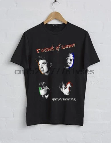

5SOS 5 Seconds of Summer Meet You There Black T Shirt Size Unisex Men T-Shirt Men High Quality Tees
