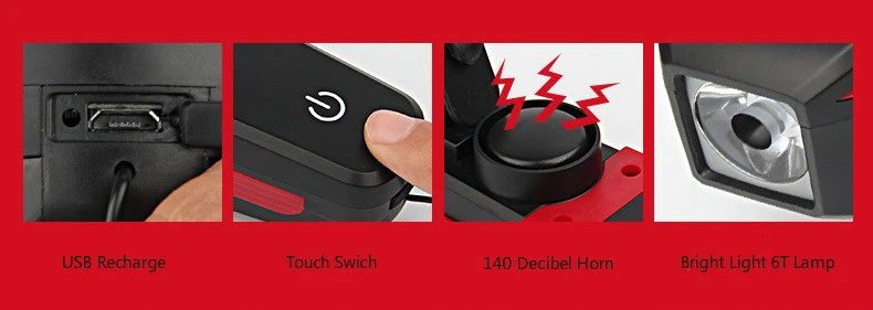 Best XC USHIO Bicycle Light Waterproof USB Rechargeable Bike Warning Flashlight 350 Lumen 140dB Bicycle Bell Bicycle accessories 15