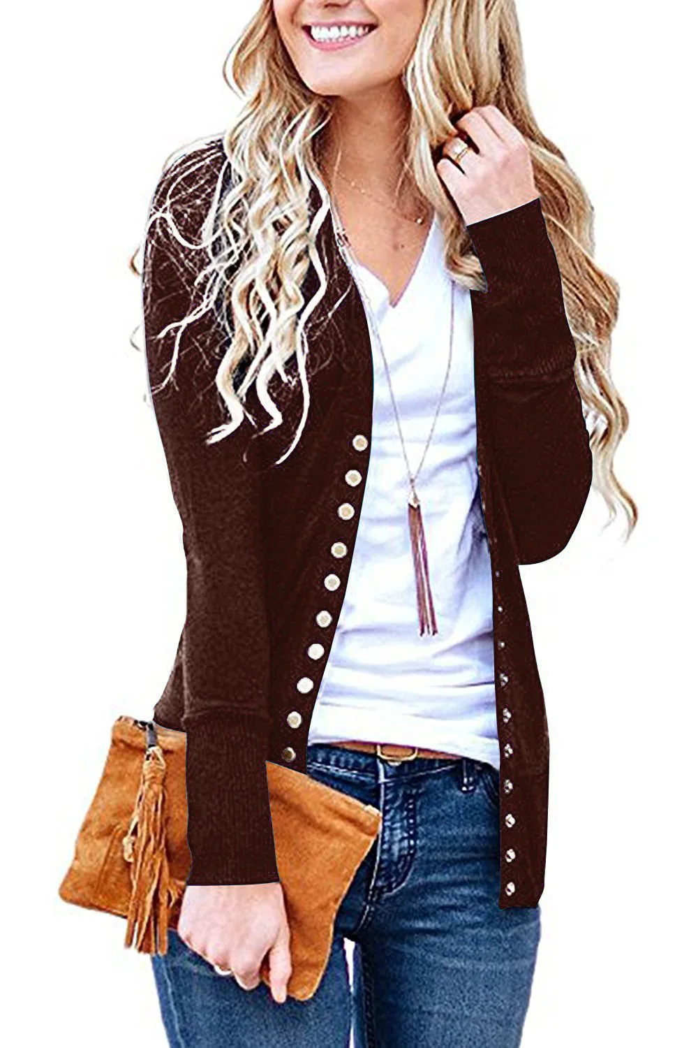 Women Deep V-neck T-shirts Navy White Casual Cardigan Solid Tops European American Style New Autumn Outwear S-XXL GMW03