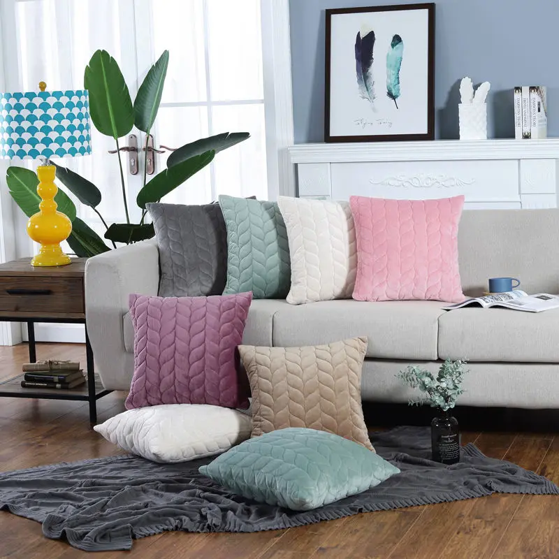 Thick plush edging sofa cover solid color non-slip filling cushion backrest towel furniture protection cover for living room 5