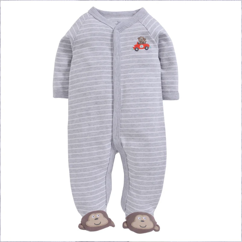 Комбинезон для новорожденных повязка на ногу из хлопка детский комбинезон одежда для ползания одежда для маленького мальчика Детская Пижама Новорожденные ползунки для девочек - Цвет: Gray monkey