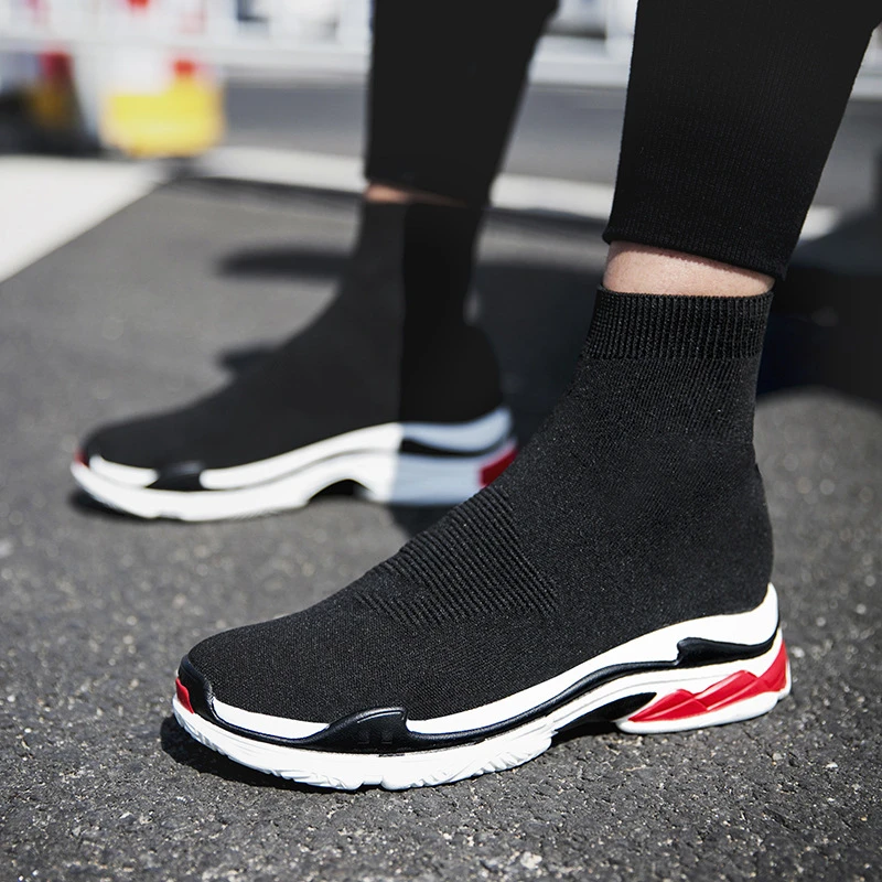 Zapatos casuales de malla tendencia coreana para hombres 2019 zapatillas de deporte de calcetines transpirables azules de alta calidad de pareja para caminar 47|Calzado vulcanizado hombre| - AliExpress