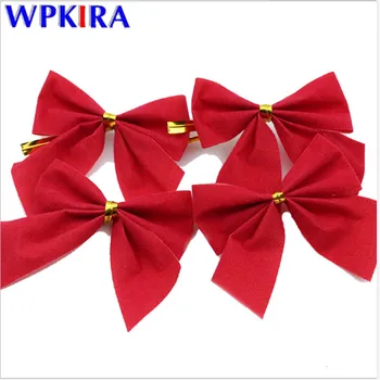 

50pcs Christmas Bows Hanging Decorations Gold Silver Red Bowknot Christmas Tree Ornaments Home Party New Year Decora CP-AD436#30