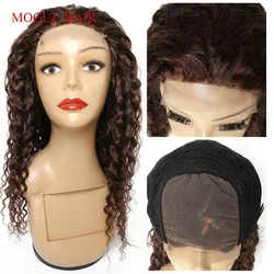 Mogul Hair 4x4 Lace Closure Wigs Cheap Human Hair Wig Water Wave Color 4 Chocolate Brown 150% Density 16-28 inch Remy Hair
