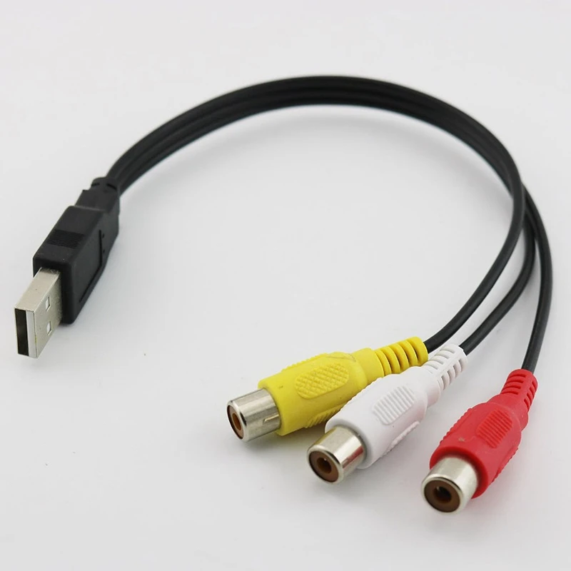 MOOL 1 шт. USB штекер на 3 гнездовая контакт-деталь Rca аудио конвертер видео Av A/V кабель USB к Rca кабель для Hdtv Tv телевизионный провод C