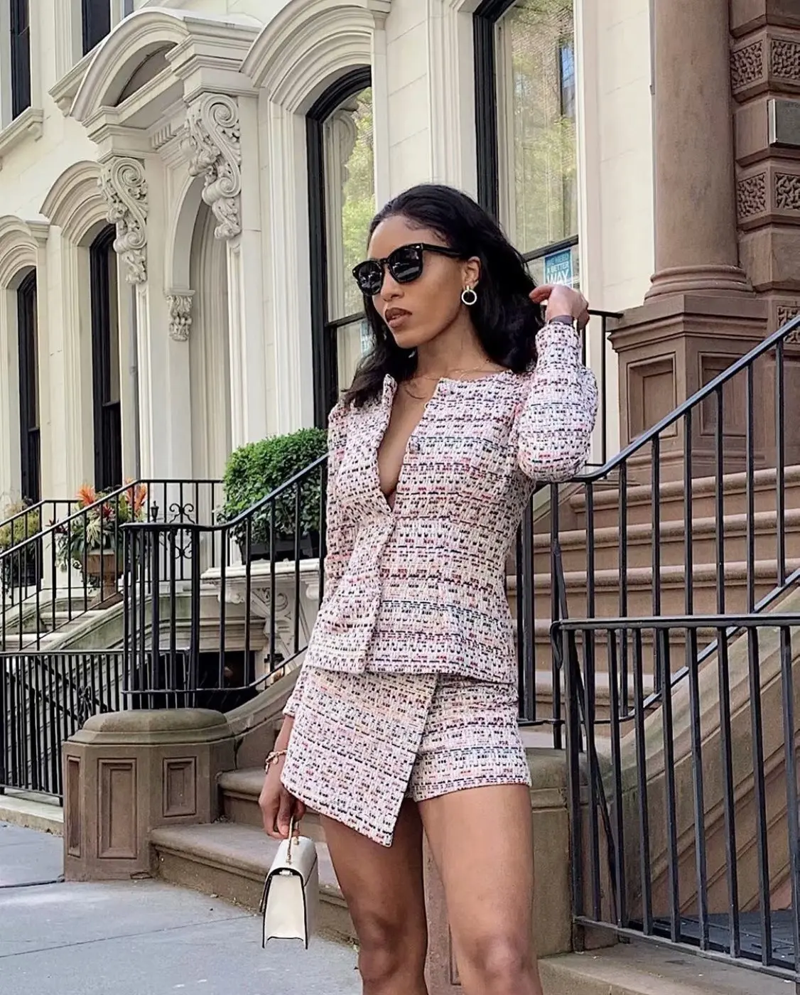 

Europe And America 2019 Autumn New Style Graceful Woolen Jacket + High-waisted Irregular Short Skirt Set 853-7041