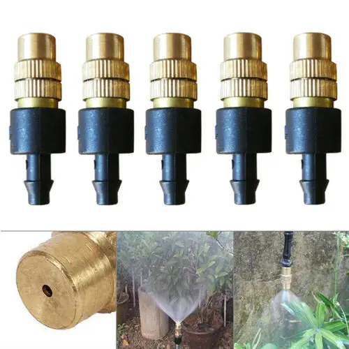 

5 Pieces Low Pressure 0.7m - 0.9m Brass Fog Misting Nozzles 6mm Connectors Garden Water Irrigation Sprinkler