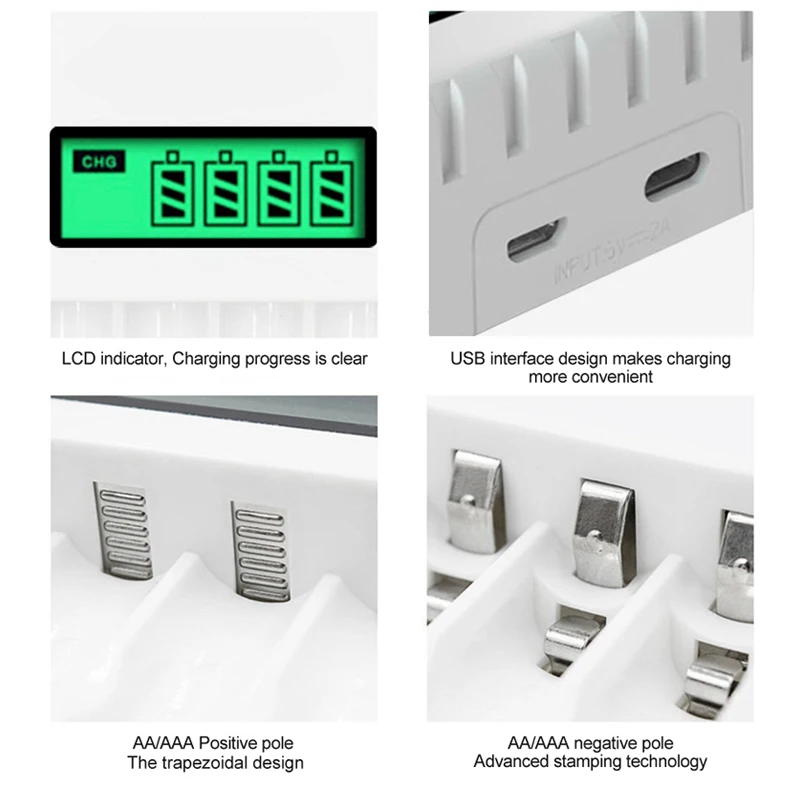 PUJIMAX LCD Display Smart Intelligent Battery Charger With 4 Slots For AA/AAA NiCd NiMh Rechargeable Batteries aa aaa Charger for battery charger,battery charger adapter