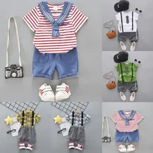 Комплекты одежды для мальчиков; летняя детская одежда с рисунком; новые милые детские комплекты из хлопка; Одежда для маленьких мальчиков; костюмы; комплект одежды для малышей