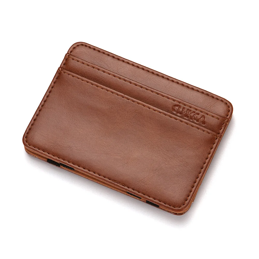 Тонкий мини-кошелек, мужской маленький кошелек, Деловой, высокое качество, из искусственной кожи, волшебные кошельки, мужской кошелек для монет, кредитный держатель для карт, кошелек - Цвет: Dark Brown