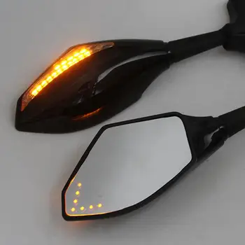 

Motorcycle Black LED Turn Signal Indicators Rearview Side Mirrors Retroviseur Clignotants Moto For Honda CBR 250 600 900 1000 RR