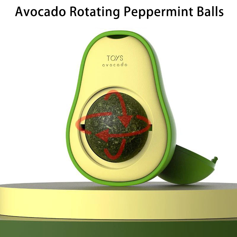 New Pet Toy Spin Mint Ball Creative Avocado Catnip Self-hey Cat Molar Teeth Edible Toys Supplies | Дом и сад