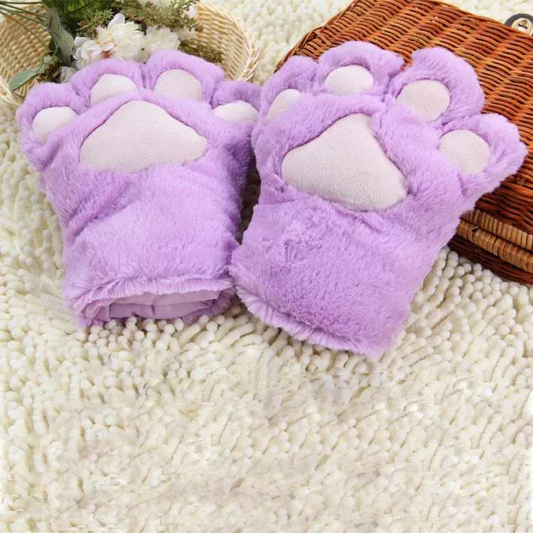 Freee COS аниме коготь перчатки горничной Женщина-кошка Лолита Мягкая Милая кошачья лапа перчатки - Цвет: Purple