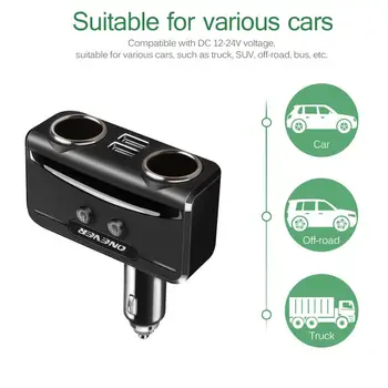 

New 1 To 2 Cigarette Lighter Socket Splitter Dual USB 12V-24V Max 5V 3.1A Charger Power Adapter With Voltmeter LCD Display