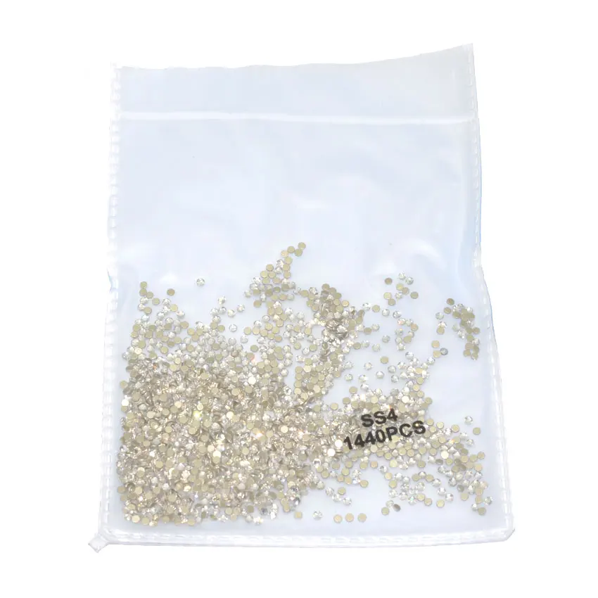 SS4 gold Clear Стразы для нейл-арта, Хрустальные стеклянные камни, 3D сделай сам, украшение для нейл-арта, смешанный размер 6/9, плоская задняя сторона, не горячая фиксация клей на драгоценных камнями - Цвет: SS4 gold Clear
