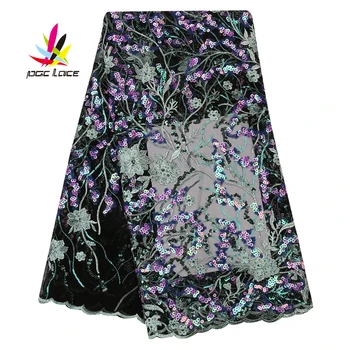 

2020 High Quailty African Embroidered Lace Fabrics For Evening Party With Sequins Hot Nigerian Tulle French Mesh Lace AMY3148B