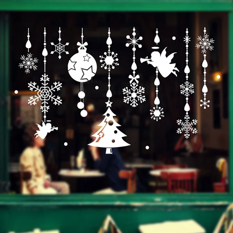 

New Home Decor Christmas Window Stickers Self Adhesive Hanging Snow Ball Pendant New Year Christmas Festival Glass Wall stickers