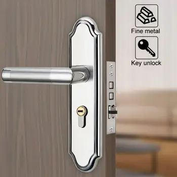 

1 Set Universal European Style Retro Stainless Steel Adjustable Door Lock Bedroom Door Handle Safety Door Lock cerradura puerta