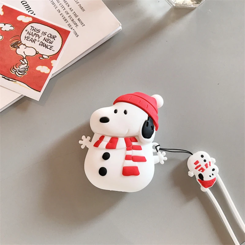 3D милый чехол для наушников для Airpods 2 1 Snoopy, силиконовая крышка для наушников с изображением рождественской елки, Шарли из мультфильма для Apple Airpods