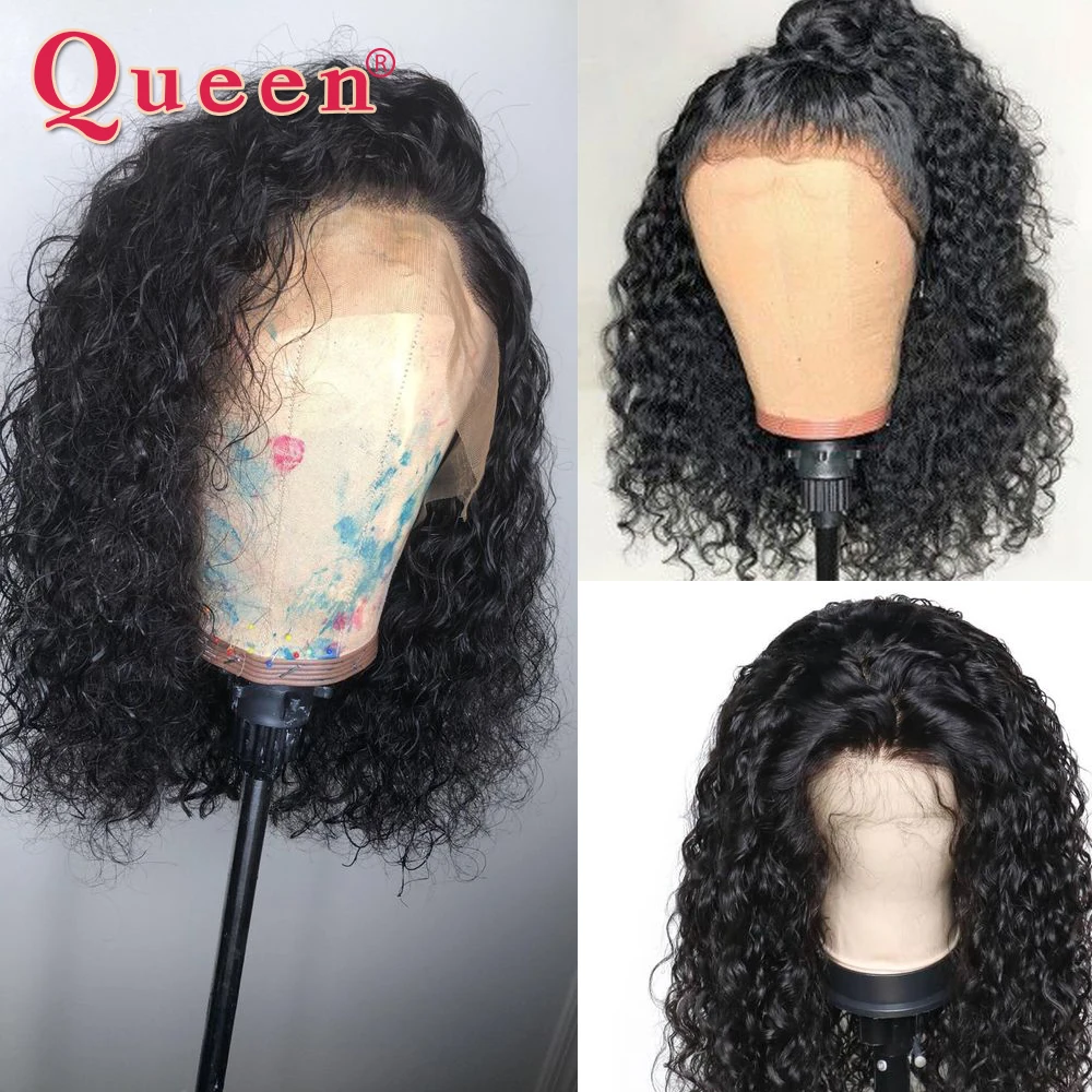 

4*4 Short Lace Closure Human Hair Wigs Brazilian Curly Wave Human Hair Wigs For Black Women Remy Swiss Lace QUEEN Hair Products