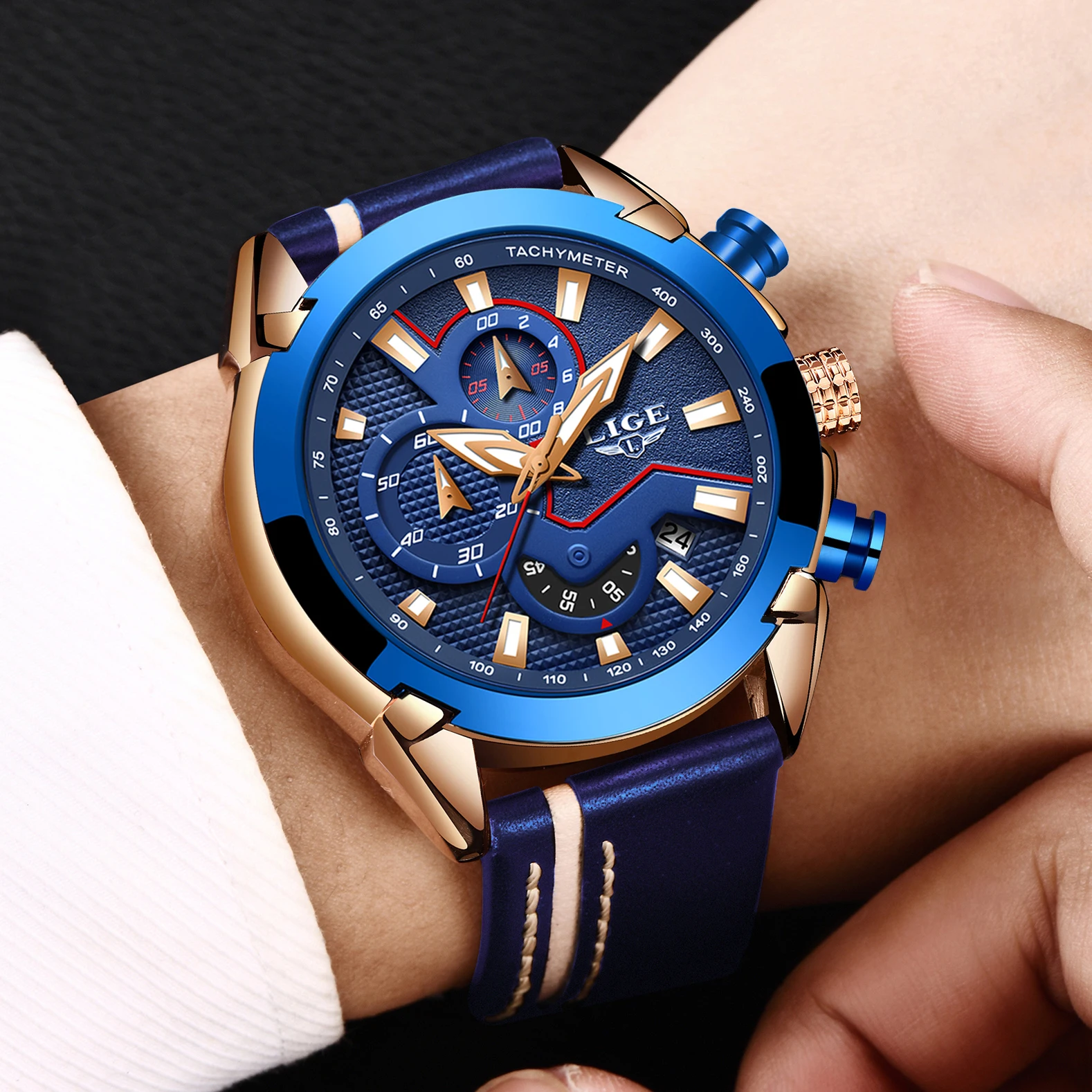 

LIGE Watch Top Brand Man Watches with Chronograph Sport Waterproof Clock Man Watches Military Luxury Men's Watch Analog Quartz