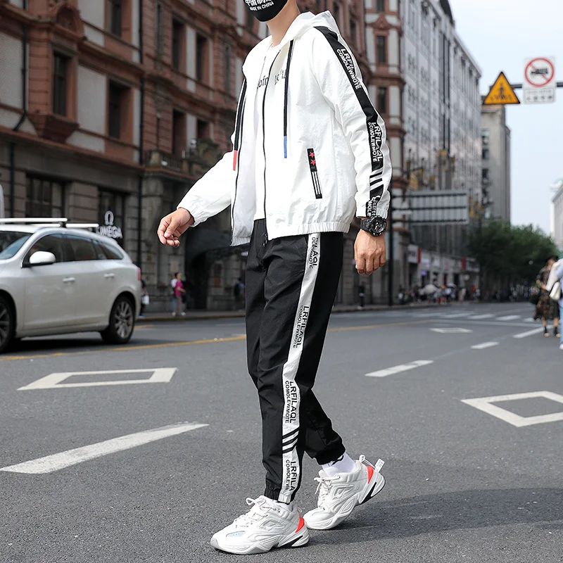 Buy Sporting Suit Fashion Men Sets Sweatshirt Sweatpants Hooded Mens Clothing 2 Pieces Sets Slim Tracksuit Sweat Pants Casual Jacket