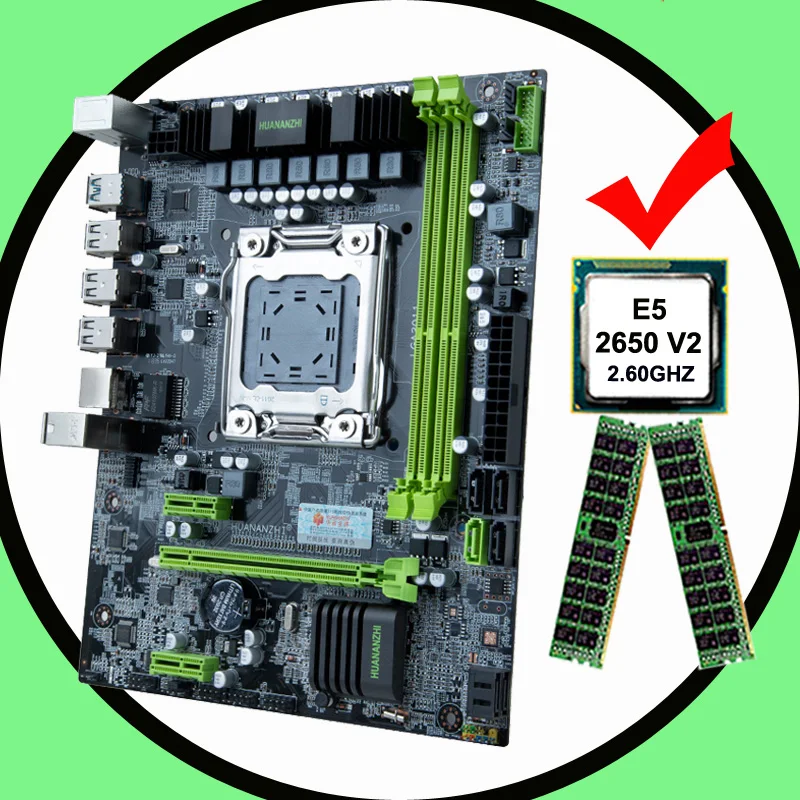 HUANANZHI материнская плата combos micro-ATX X79 LGA2011 материнская плата с процессором Intel Xeon E5 2650 V2 ram 32G компьютерное оборудование DIY