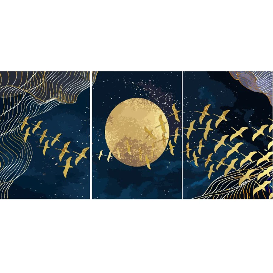 

Oil Painting By Numbers Landscape Moon/3Pcs DIY Paint by numbers On Canvas Home Decor Frameless Digital Painting