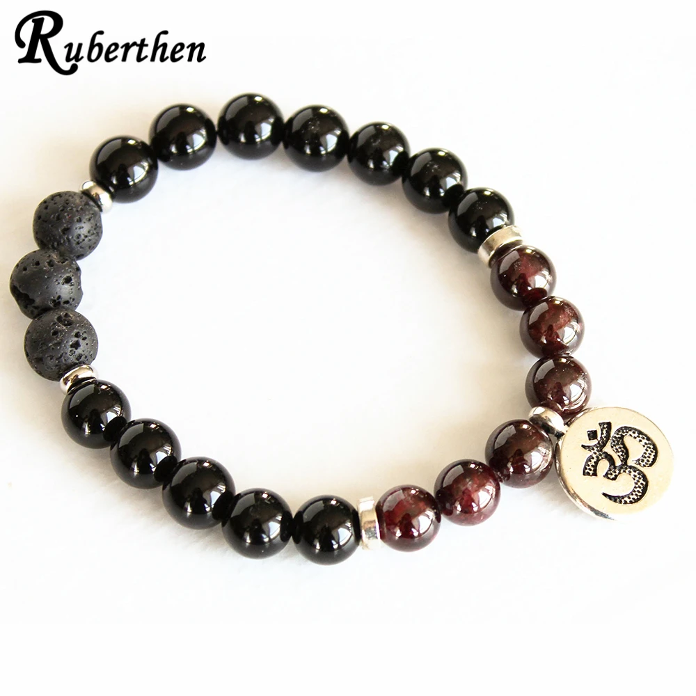 Ruberthen New Design Mixed Gem Stone Bracelet Womans Garnet Black Onyx Lava Stone Yoga Mala Bracelet Tibetan Protection Bracelet Strand Bracelets Aliexpress