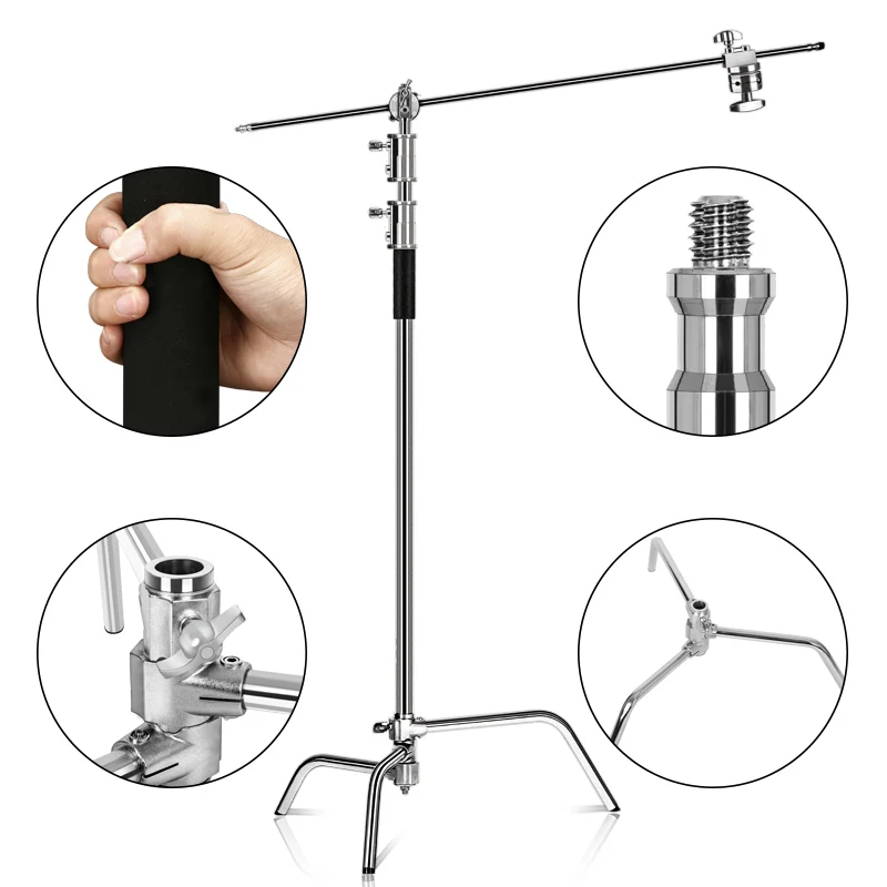 100% Metal  8.53ft/2.6m C-stand With Boom Arm Professional Photography Light Stand For Photo Studio