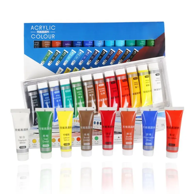 Acrylic Paints Set 12/24 Colors Professional Brush Set 12ml Tubes Artist  Drawing Painting Pigment Hand Painted Wall Paint DIY - AliExpress