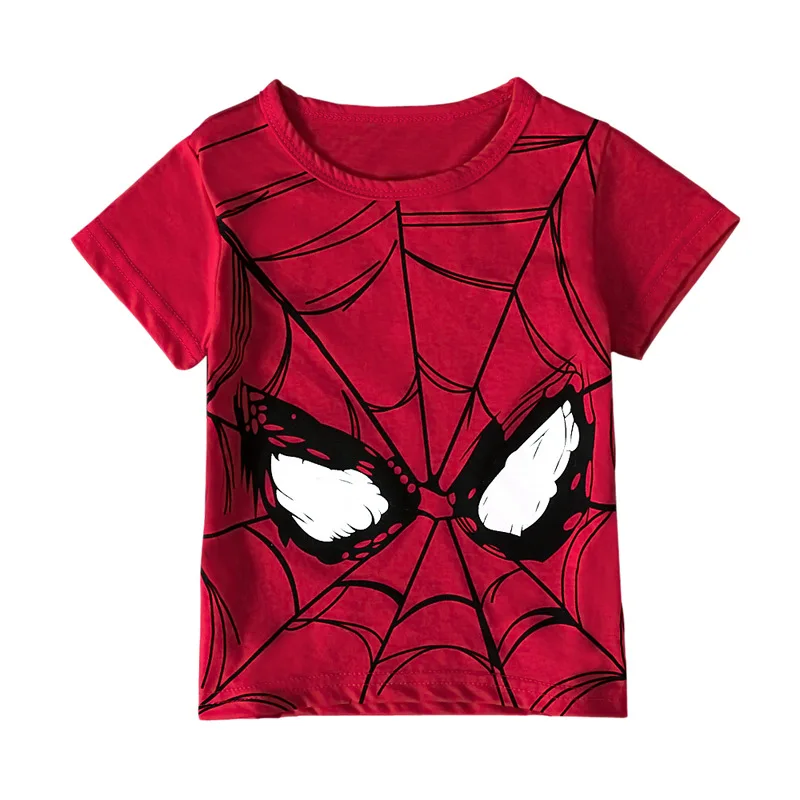 Детская летняя футболка с суперменом для мальчиков; Детские футболки с супергероями; топы с короткими рукавами для девочек; одежда для дня рождения; костюм; футболки - Цвет: Красный