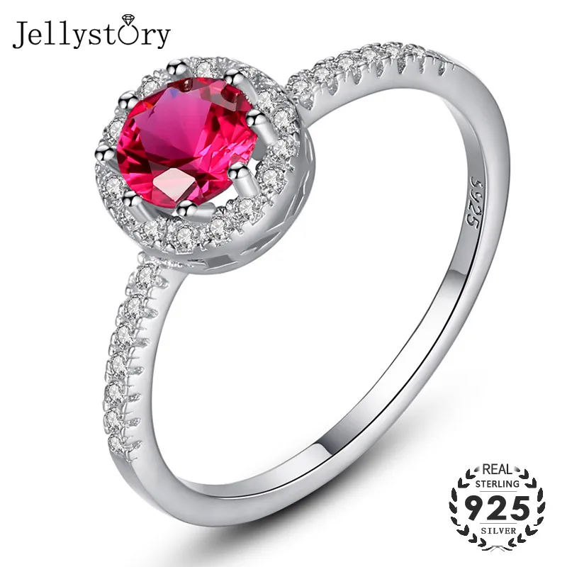 Jellystory 925 пробы Серебряное кольцо творческий Рубин Кольца для женщин Свадебная