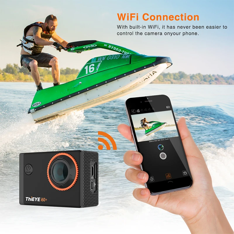 Hieye i60 + Экшн камера Ultra HD 4K /30fps WiFi 2 0 &quotэкшн Подводный Водонепроницаемый шлем видео