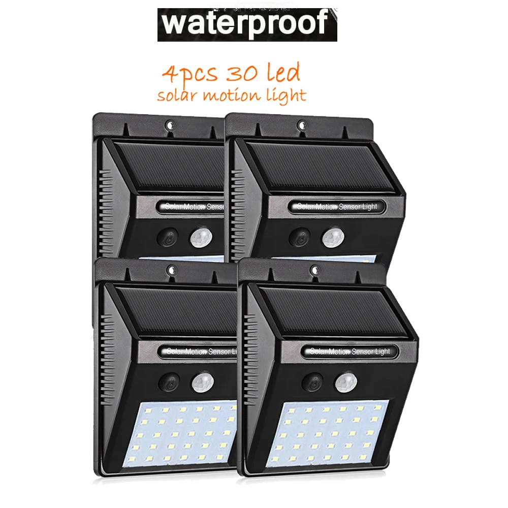 

4 pcs Waterproof Solar Lamp PIR Motion Sensor Wall Light Outdoor Solar Light Energy Saving Street Yard Path Home Garden Security