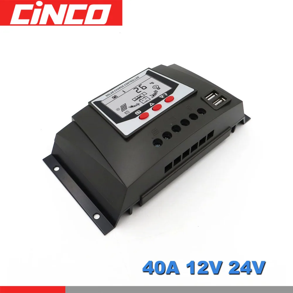 

PWM 40AMPS 12V 24V 40A Solar Charger Regulators Auto Backlight LiFePO4 lithium Battery 3.2V 3.7V