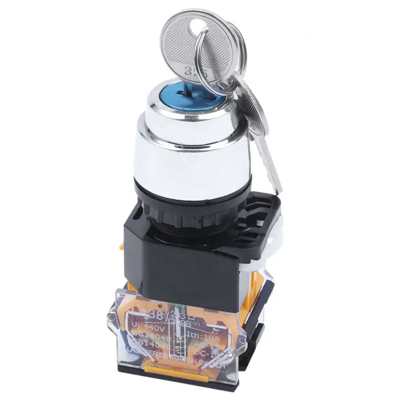 

On/Off/On Three 3 Position Rotary Selector Key Lock Switch 10A 380V AC
