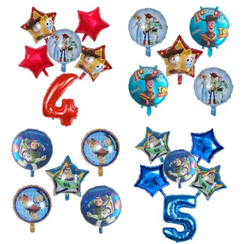 

6Pcs/set Toy Buzz Lightyear balloons cartoon foil helium 30Inch Number Blue red balloons kid toy happy birthday party balloons