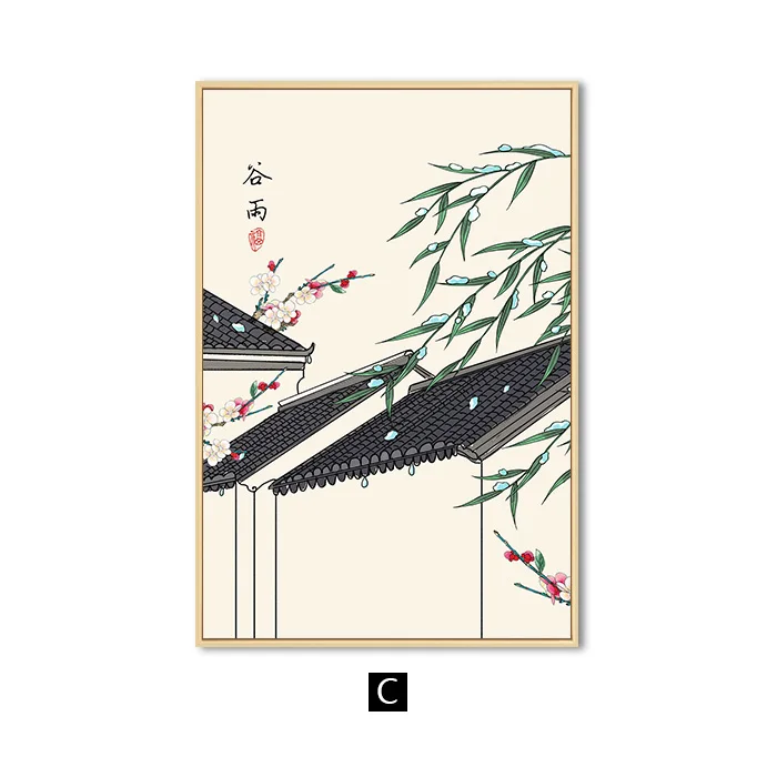 Traditional-Chinese-Ink-Building-Wall-Art-Canvas-Painting-Bamboo-Posters-and-prints-Wall-Pictures-for-Living (5)